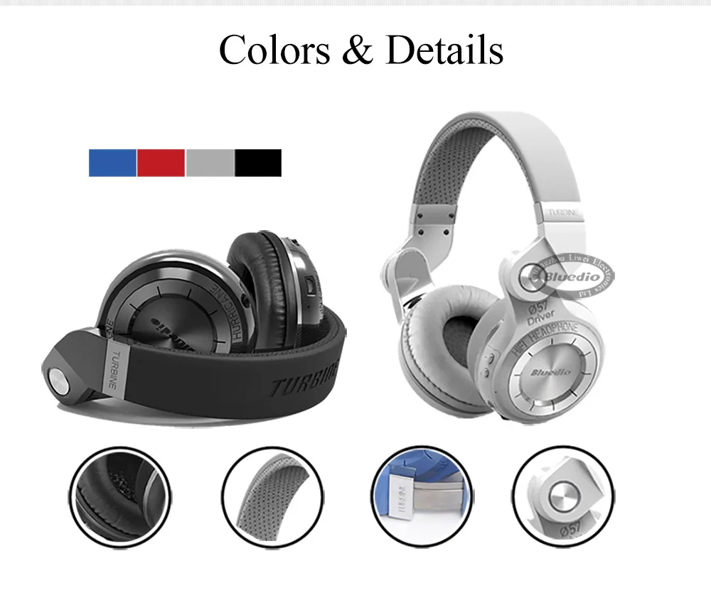  Bluedio T2S Bluetooth 5.0 Wireless Headphones Foldable Hifi Stereo Sports Music Headset With HD Mic