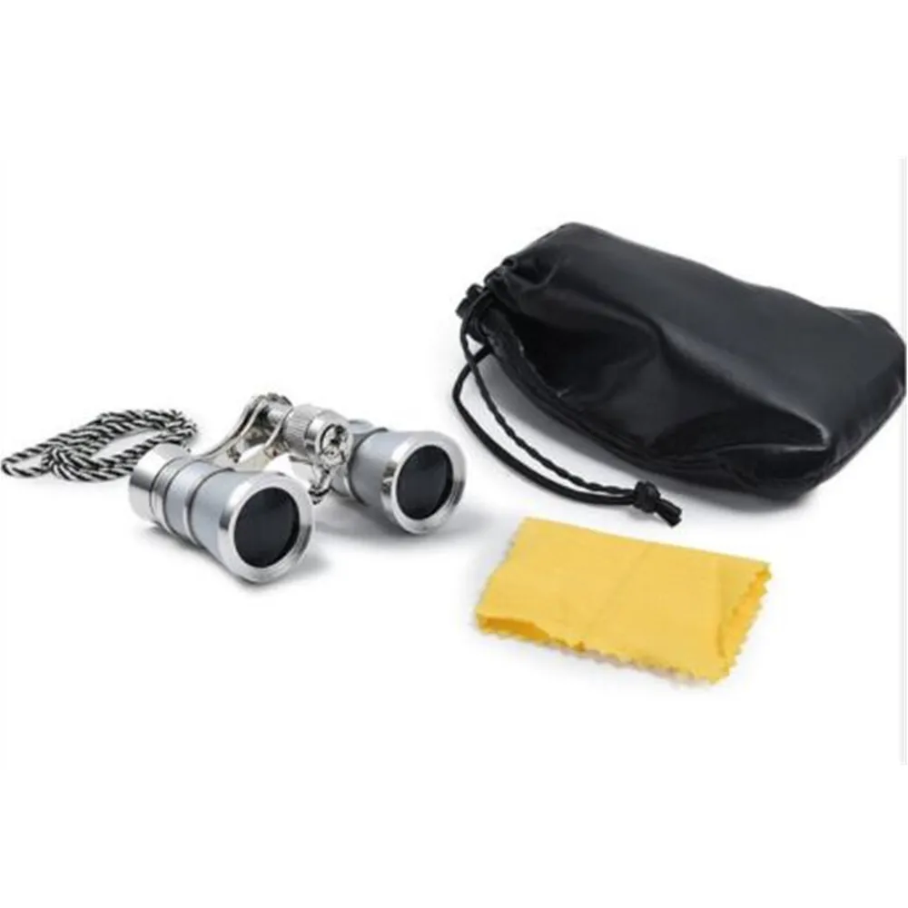 3 шт. высококачественный Серебряный телескоп подарок леди Vewing Mrror Спорт на открытом воздухе леди с цепочкой оптические бинокли 3X25B