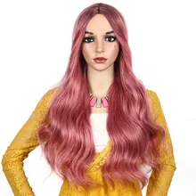 26 дюймов длинный волнистый парик розовый цвет шелковистый полный термостойкий синтетический парик для женщин вечерние волнистые парики для косплея