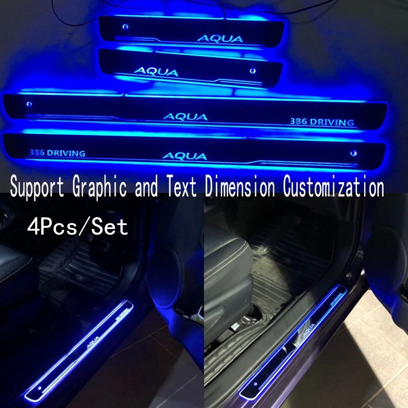  4pcs/Applicable to AQUA Streaming Dynamic LED Lamp Door Welcome Pedal/Dynamic Lighting Vehicle Thre - 4000227698730