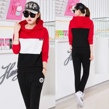 

Autumn Leisure Sports Suit Female Autumn Clothes Big Size Sweater Two-piece Set Class Clothes Group Service