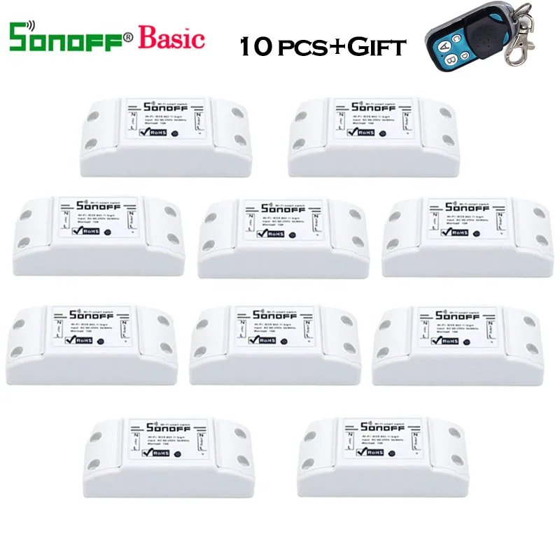

2-10 pcs SONOFF Basic DIY Wireless Wifi Switch Smart Home Remote Control Automation Relay Module Controller Work with Alexa