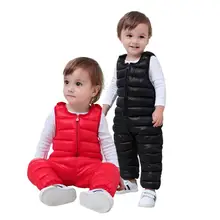 Детские теплые штаны на подтяжках для девочек и мальчиков, зимний пуховый комбинезон, комбинезон, костюм коллекция года, детские повседневные Комбинезоны, комплекты одежды