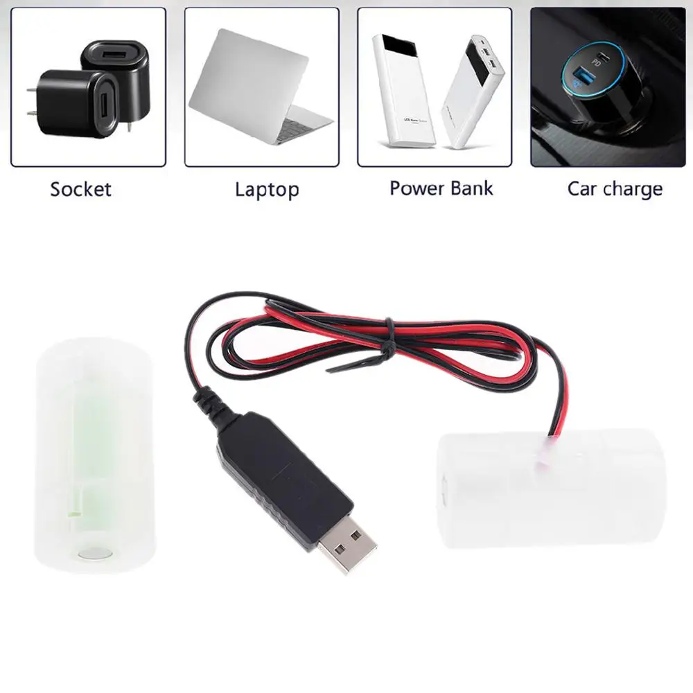 

D Battery Eliminator USB Power Supply Cable Can Replace 1 to 4pcs LR20 D Battery for Gas Cooker Torch and more