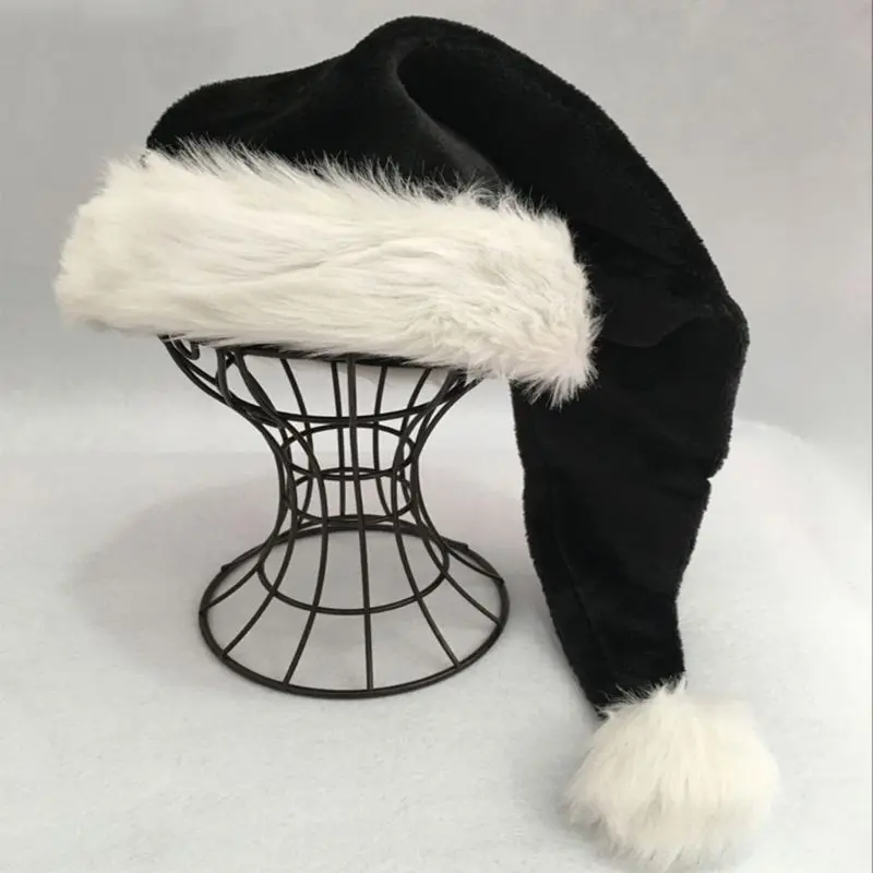 Black and White Fur Plush Hat for Adults and Children, High Quality, Xmas Cap, Home Party Decoration, 75cm