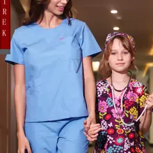 Новая женская медицинская Униформа доктор Весна/Лето с коротким рукавом наборы скрабов медсестры униформа красота салон рабочая одежда дышащая