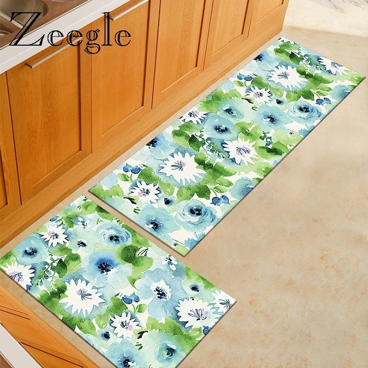 Zeegle Watercolor Painted Floor Mats for Living Rooms Bedroom Carpets Bedside Mats Anti-slip Coffee Table Mats Kitchen Rugs