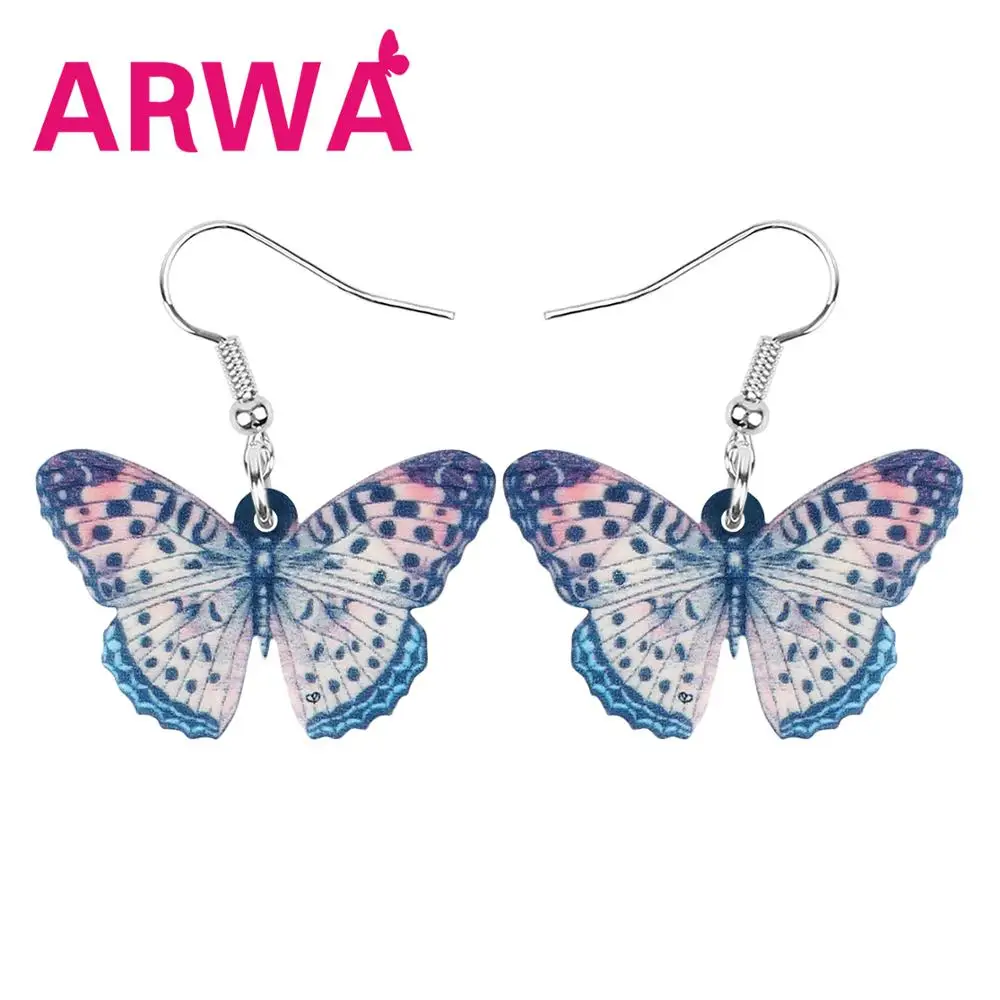 ARWA Acrylic Spot Vanessa Brush-footed Butterfly Earrings Long Print Insect Animal Dangle Drop For Women Kid Trendy Gift Jewelry | Украшения