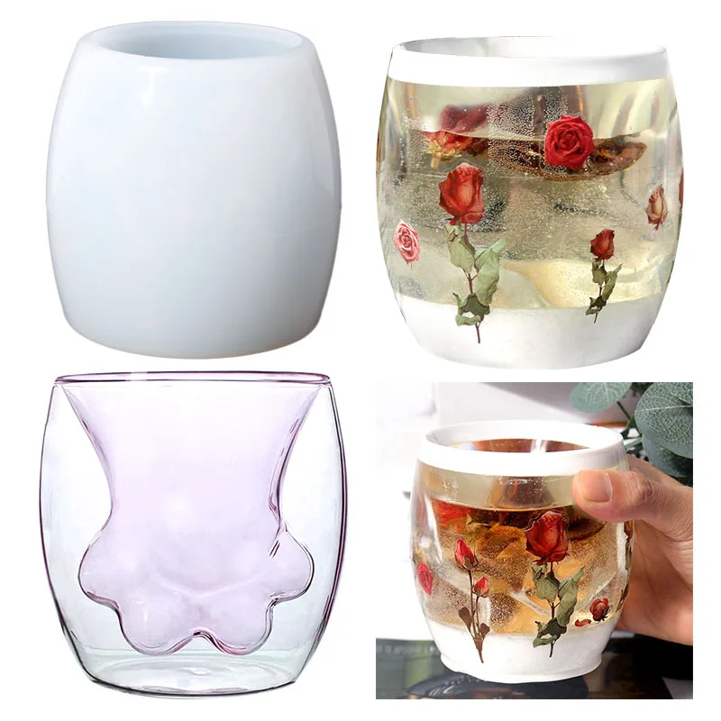 DIY Epoxy Mold Cat Claw Cup Silicone Decoration Mirror Storage Gift Cute Girl Making Candle Holder |