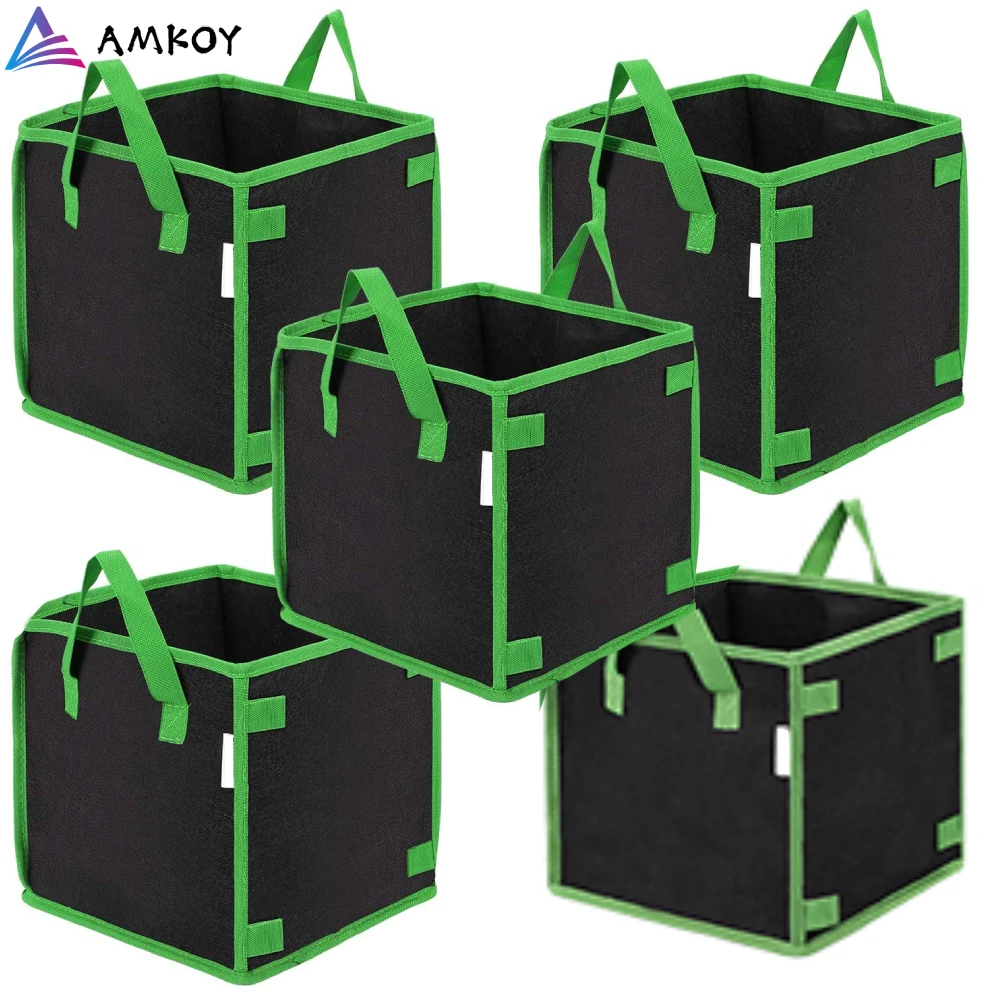 AMKOY 3/5/7/10 Gallon Square Garden Plant Grow Bag Felt Potato Vegetable Flower Planter Pot Eco-Friendly Growing Bags | - Цена: US $6.60 - 44.36