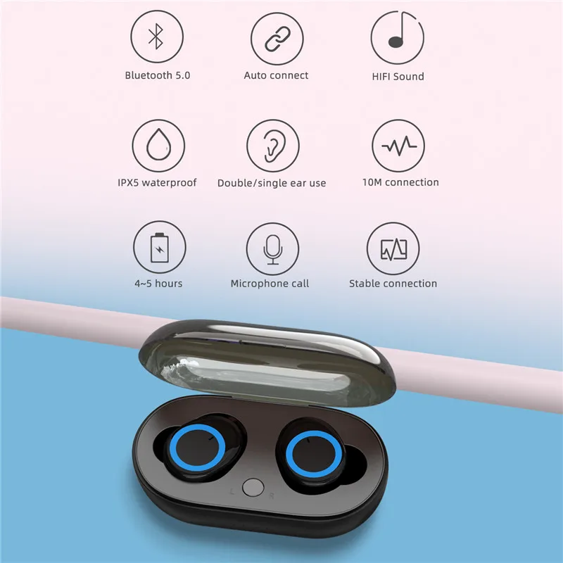 TWS 5,0 Bluetooth наушники 3D стерео беспроводные наушники HiFi Звук без задержки с микрофоном и зарядной коробкой для всех телефонов