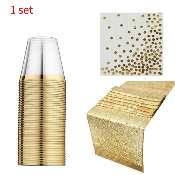 

Eco-friendly Indoor Odorless Dinners Engagement Safe Cocktail Cups Set Reusable Gold Stamping Birthday Party Disposable Cool