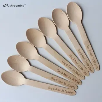 

Personalized Laser Engrave Wood Cutlery plain spoons Wedding spoons 50 pieces serving spoons