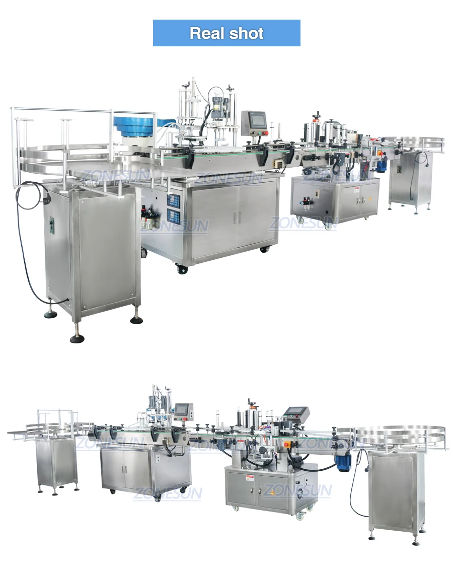 ZONESUN ZS-FAL180A8 Full Automatic Liquid Juice Water e-liquid Essential oil Bottle Filling Capping and Labeling Machine Line