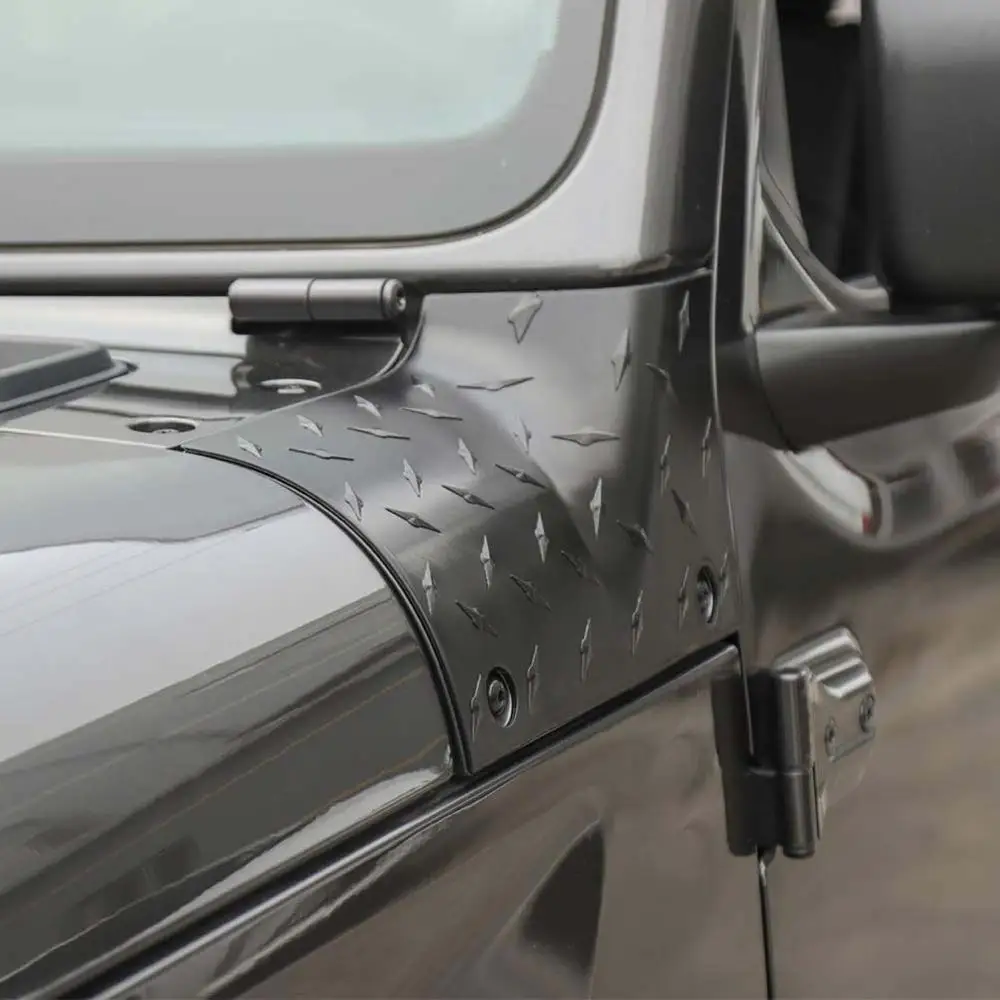 Для Jeep Wrangler Jl Jlu, угол крышки двигателя, комплект из 2 предметов, крышка автомобильного двигателя, Угловой протектор крышки двигателя, протектор