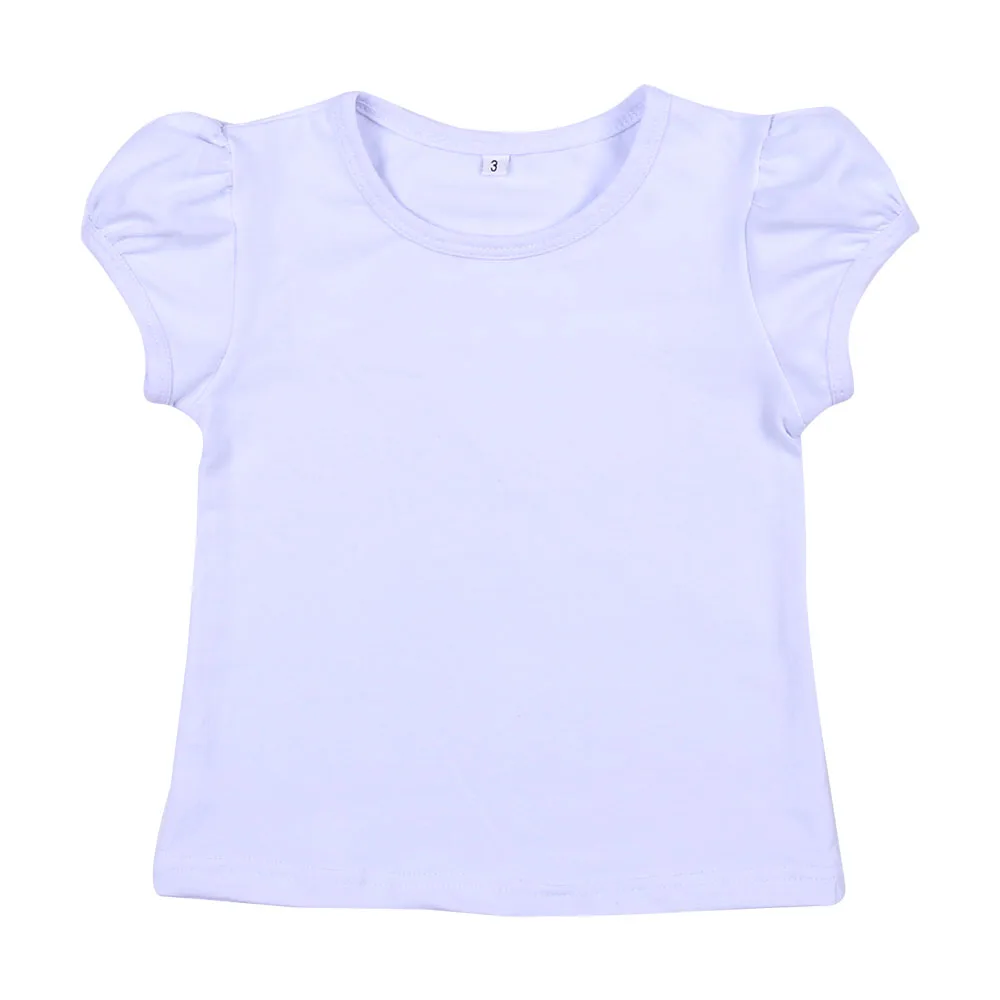 Летняя футболка с короткими рукавами для девочек; хлопковая блузка для маленьких девочек на День рождения; недорогие детские рубашки - Цвет: white
