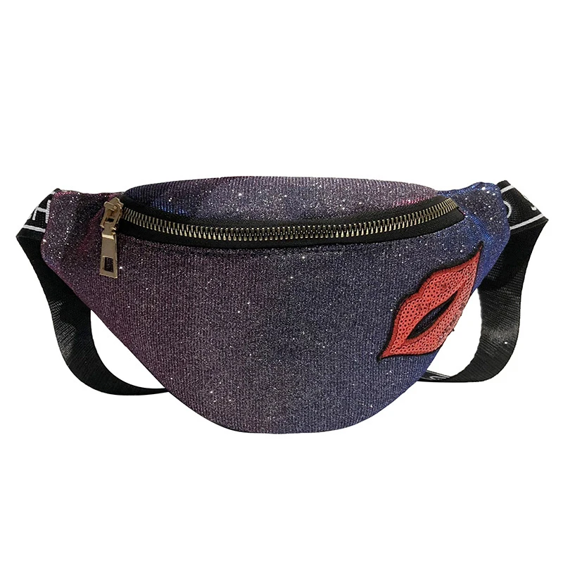 Colored waist bag Женская поясная сумка, сумка на пояс, модная, с блестками, поясная сумка, банан, нагрудная сумка, блестящие красные губы, женские сумки через плечо, поясная сумка для телефона - Цвет: Colored waist bag