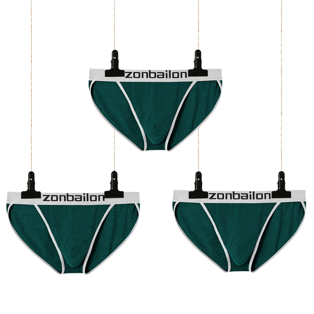 Men's Sexy Briefs Bikini Men Nylon Comfortable Breathable Low Waist Male Underwear Solid Color 3 PCS