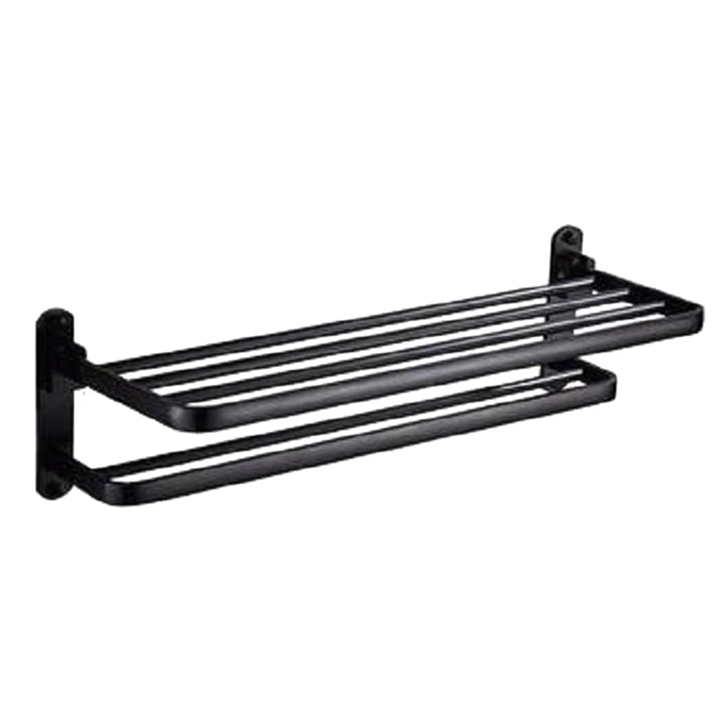 Bathroom Bath Towel Rack with Double Towel Bar Wall Mount Shelf Rustproof Stainless Steel Brushed Finish