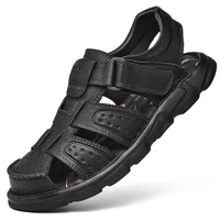 Chaussures décontractées en cuir véritable pour hommes, sandales classiques de haute qualité, baskets d'été pour marche en plein air, respirantes 6