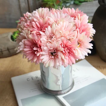 

Artificial Flowers Bouquet Gerbera Realistic Fake Flower Home Decoration Arrangement For Wedding Party