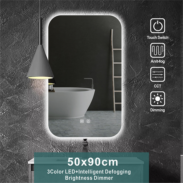 Bathroom Mirror With light Anti-Fog Brightness Dimmer Three Color LED Bath Vanity Full Body Makeup Mirror