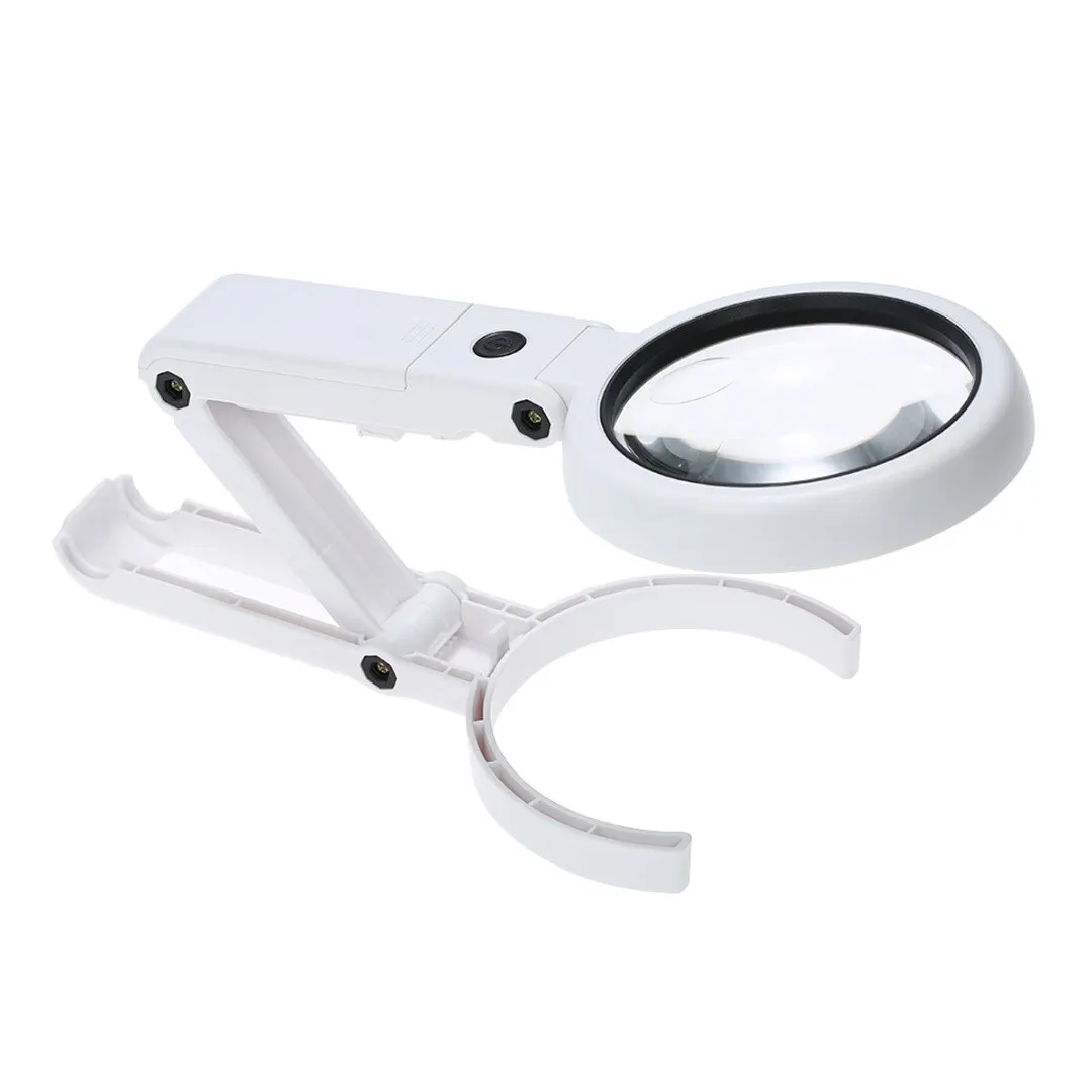 Foldable Lamp Illuminated Magnifier 5X 11X Magnifying Table Loupe Magnifier Screen with 8 LED Lights For Reading Map Newspaper