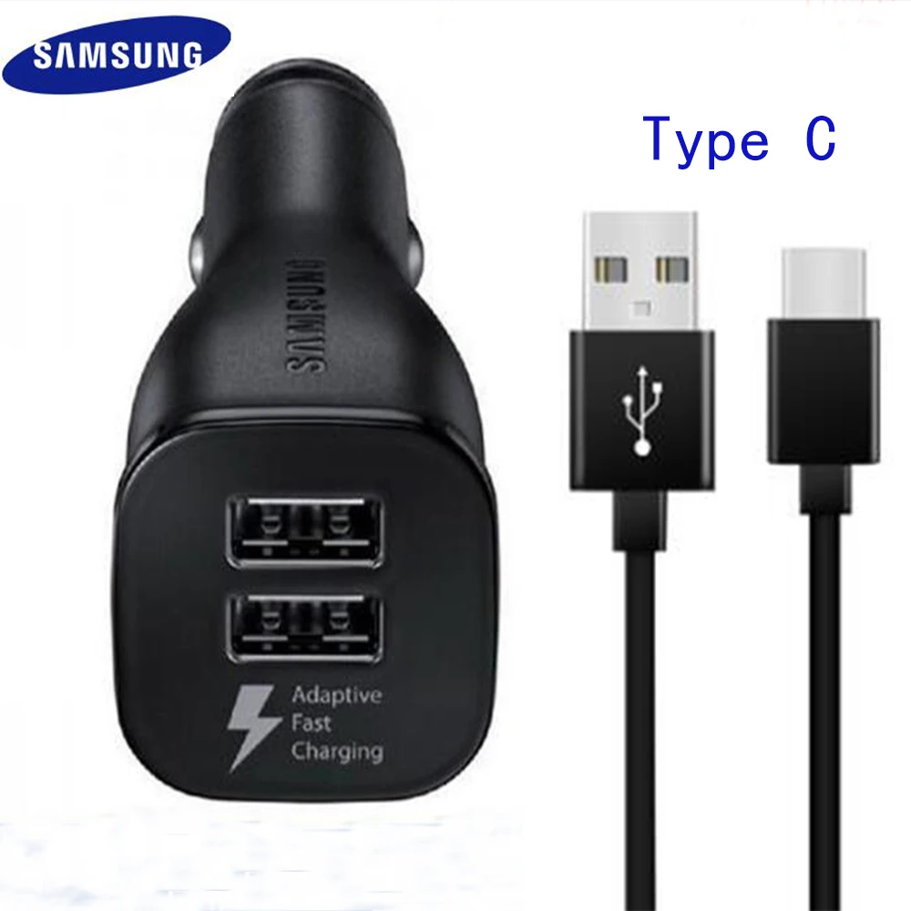 Samsung Car Charger Dual USB Adaptive Fast Adapter Micro USB Type C Cable For Galaxy s10 s9 s8 Plus S10+ Note 10 plus note10 S20 usb car charge Chargers