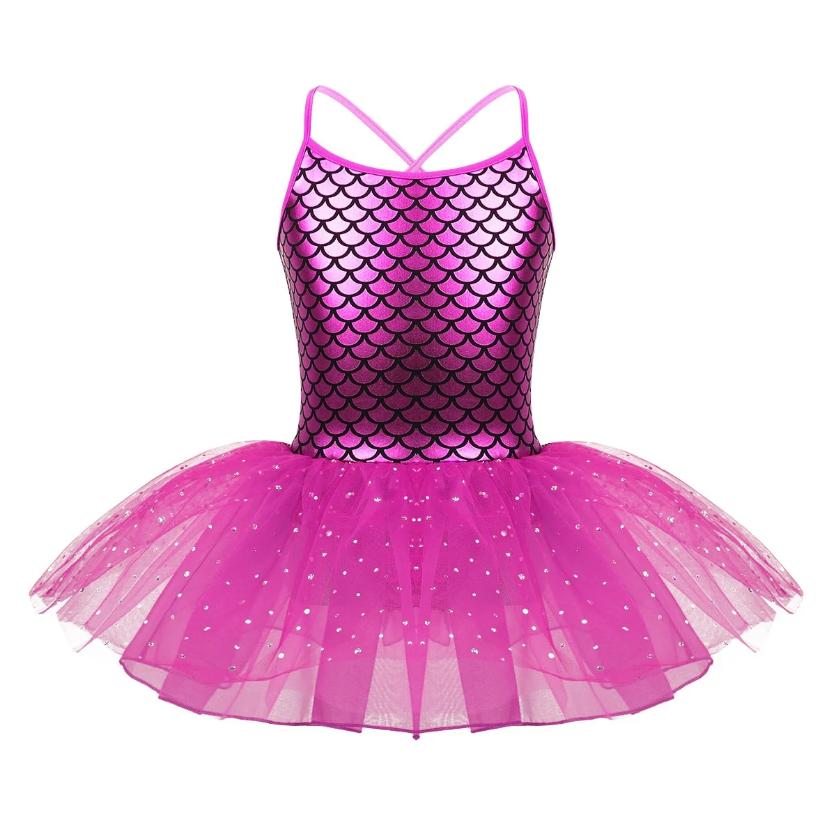 Kids Girls Ballerina Fairy Prom Party Costume Kids Sequined Mermaid Dance Dress Dancewear Gymnastic Leotard Ballet Tutu Dress
