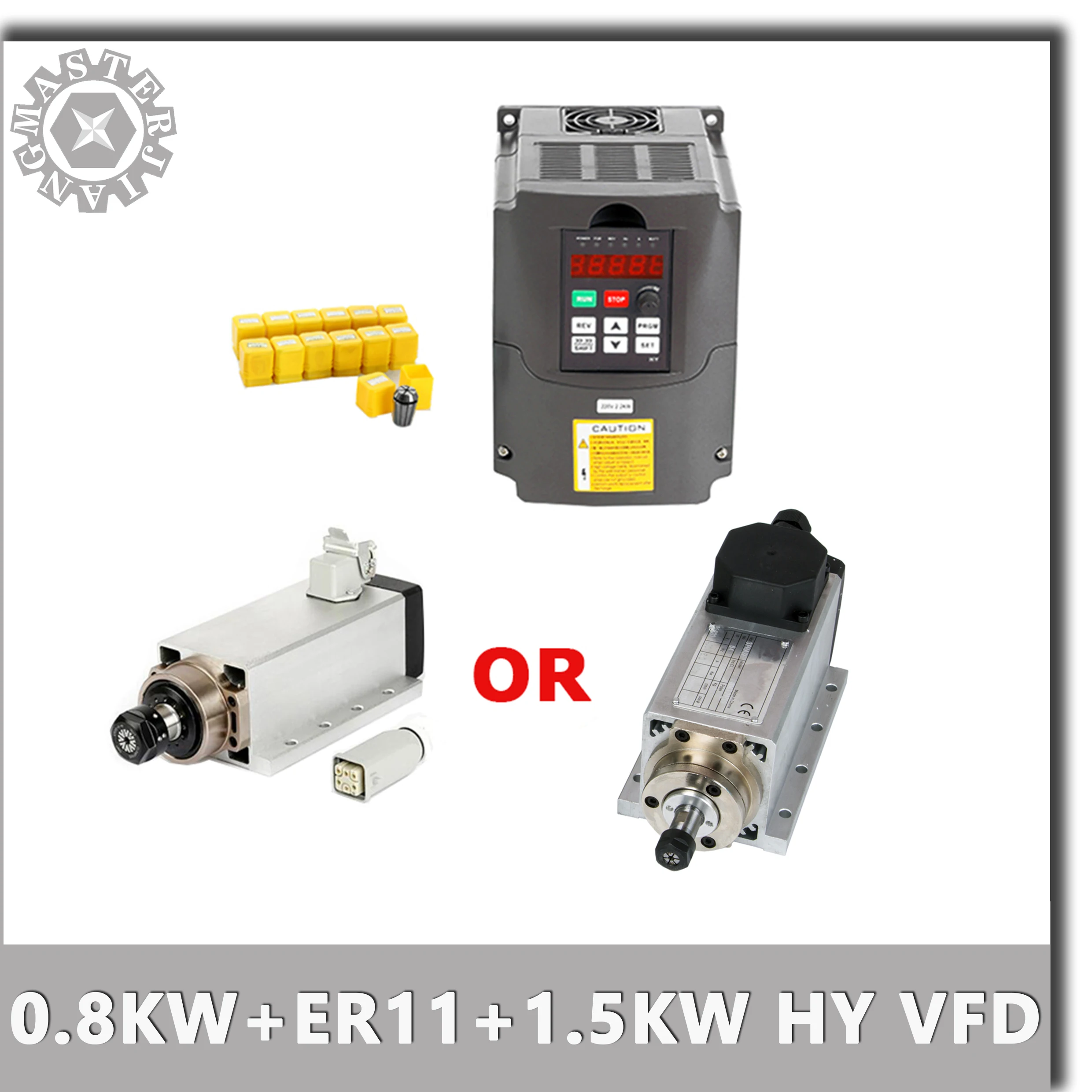1.5KW VFD Inverter + 13pcs/set ER11+CNC 800W/0.8KW 220V Square Air Cooling Spindle ER11 Air-cooled Milling 2 Versions | Инструменты