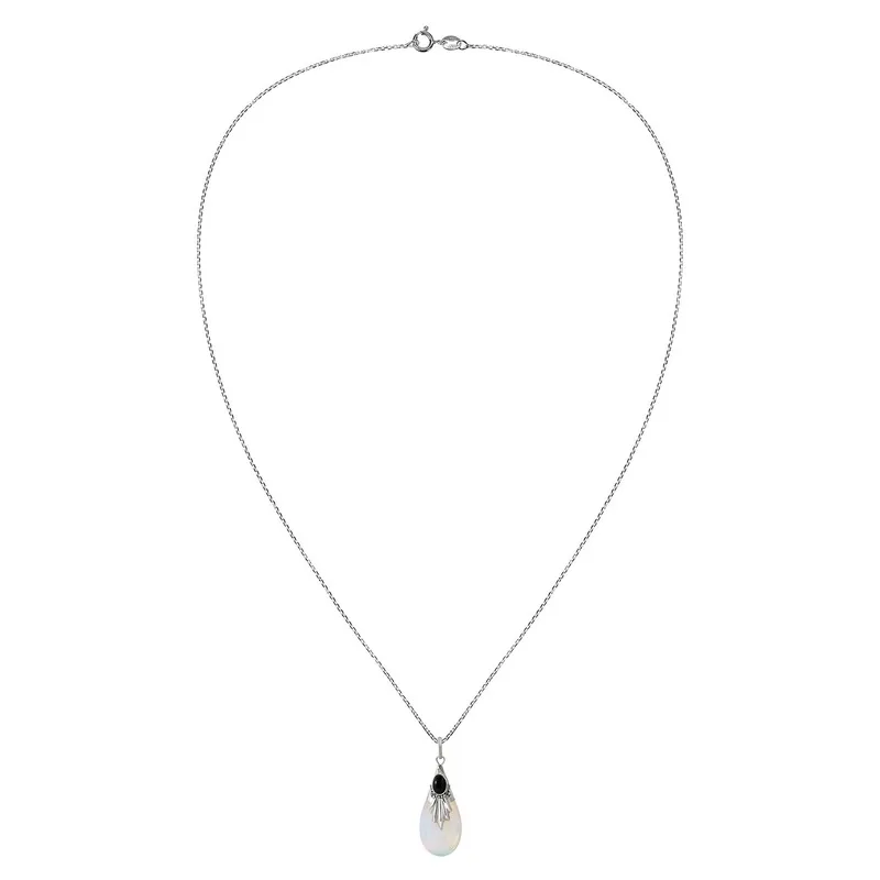 Натуральный лунный камень 925 серебряные ювелирные изделия подвески ожерелья для женщин капли воды Аметист Рубин обсидиан кулон подарки на годовщину