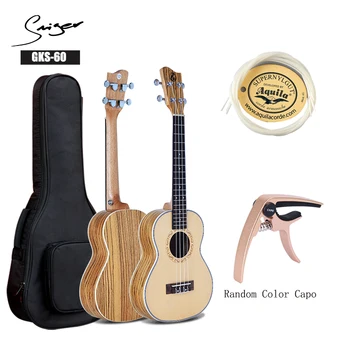 

Smiger 1 Set Zebrawood Ukulele GKS-60 21 Inch Soprano Stain Die-cast Ukulele Mahogany Neck With Ukulele Capo String