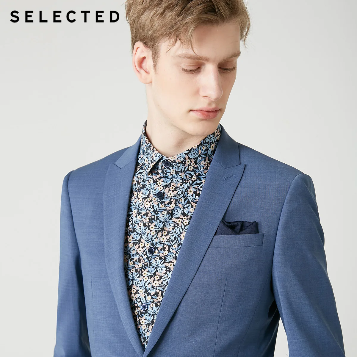 Выбранные Для мужчин Slim-Fit шерстяной пиджак Однотонная одежда застежка Куртка с воротником от одного года до четырех лет | 41925Y503