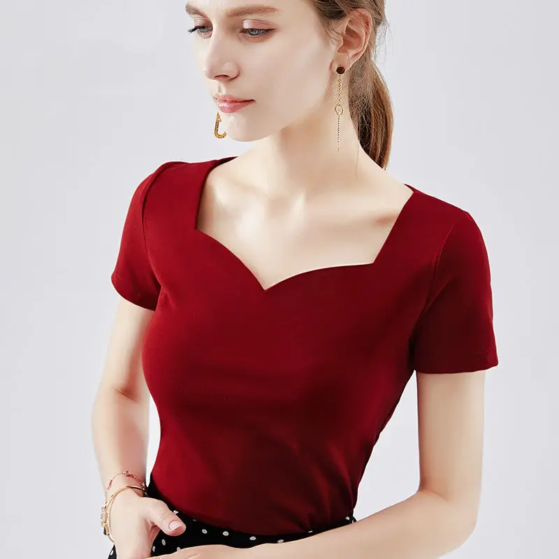 Bella Philosophy 2020 Summer Women's Puff Sleeve Square Collar Blouse Shirts Fashion Sexy OL Formal Tops Plus Size 4