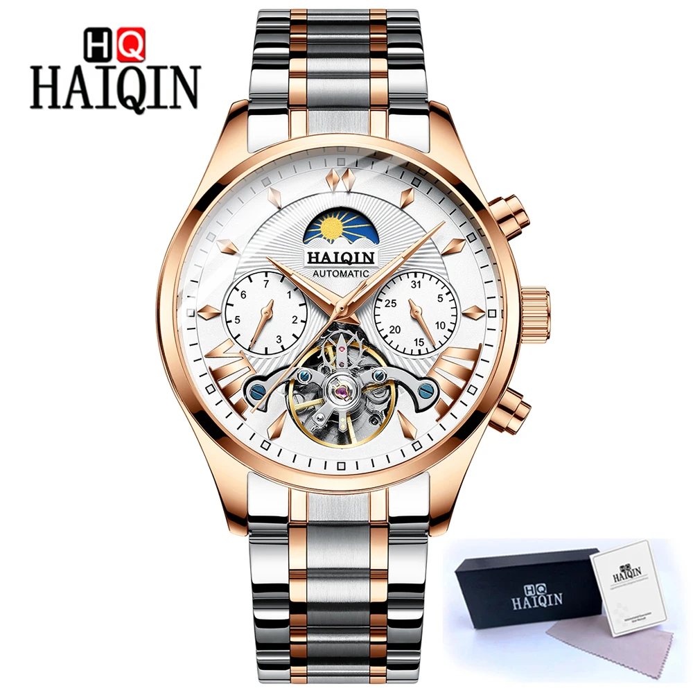 

New HAIQIN Mechanical Automatic Watch Men Watches Top Brand Luxury Tourbillon Watch Business Wristwatch Mens reloj hombre 2019