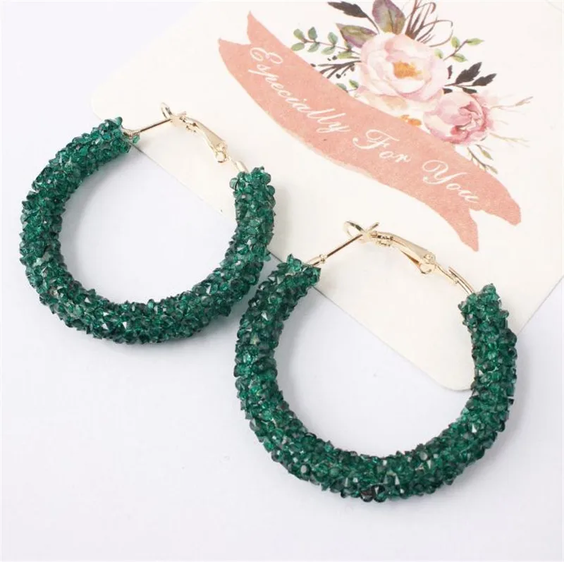 DoreenBeads преувеличенные серьги-кольца для женщин, разноцветные стразы, геометрические ювелирные изделия, вечерние подвески в подарок, 45 мм диаметр, 1 пара - Окраска металла: 3