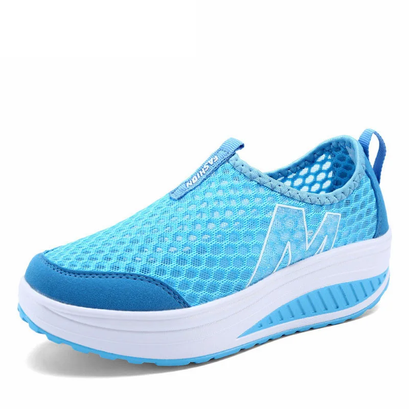 

2020 Spring Summer Shoes Woman Breathable Air Mesh Flat Platform Women Shoes Slip On Women's Loafers Swing Wedges Ladies Unif