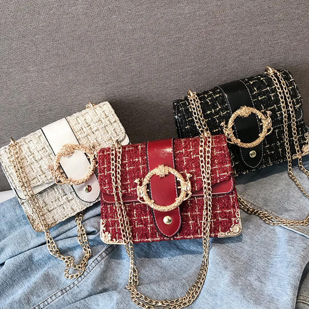 

Luxury Chains Women Bags Tide Chain Single Shoulder Weaving Small Square Handbags sac a main femme de marque luxe#25