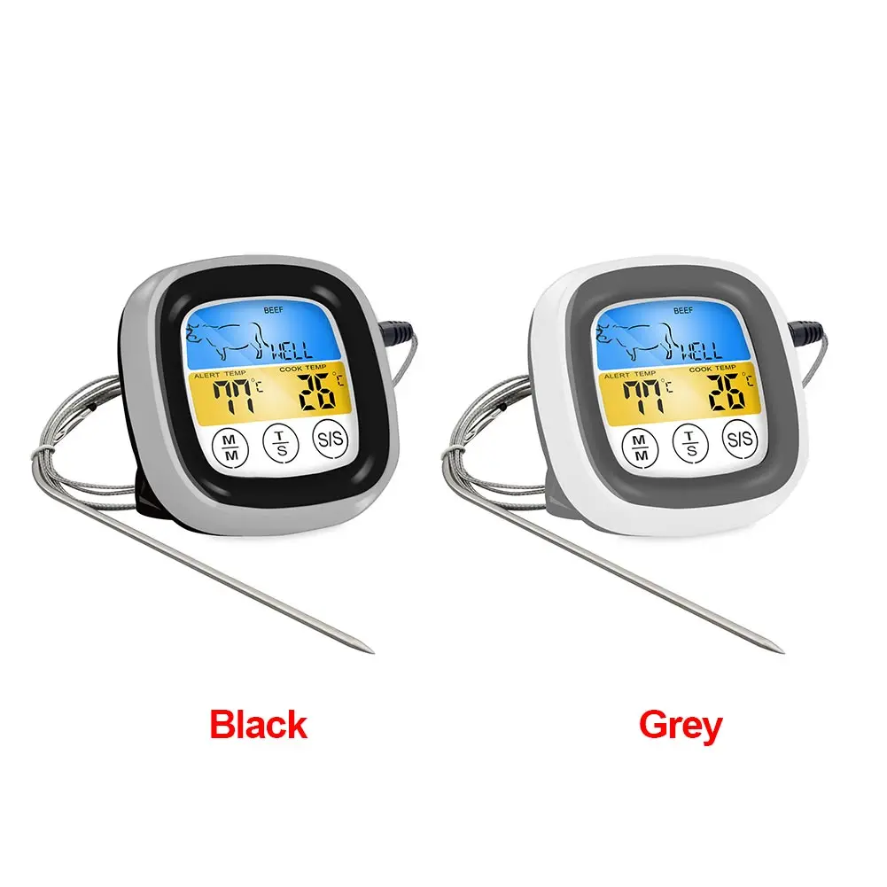 Cooking Digital Baking Barbecue Kitchen Magnetic Touch Screen Thermometer With Probe Timer Food Meat