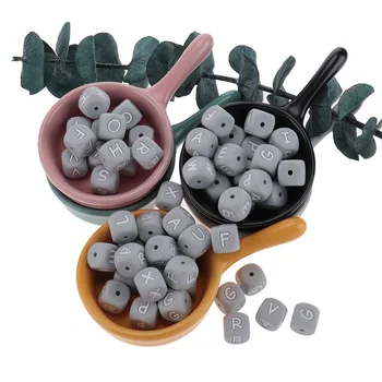 

100pcs Baby Teether Bead Silicone Alphabet Silicone Beads For Letters Silicone Teething Baby Goods Teether For Teeth BAP Free