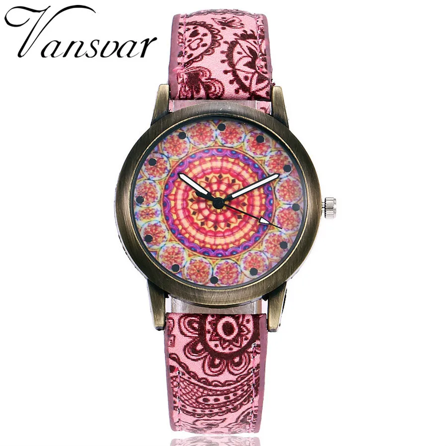 

2019 New Women Watchs Vintage National Style Printing Ladies Watch Temperament Women's Quartz Watch Female Gift Watch To Report