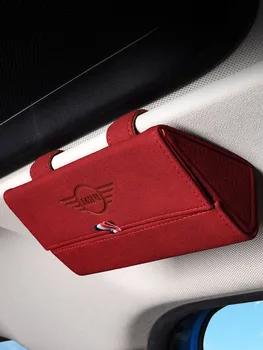 

1PC Car Glasses Case Sunglasses Holder Sunshade Clip For BMW MINI Cooper Car Interior Universial Red Brown