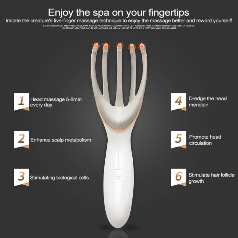 Vibration Head Massager Finger Gripper Claw Body Scalp Massage Relax Comb Relief Fatigue Shiatsu Portable Health Care