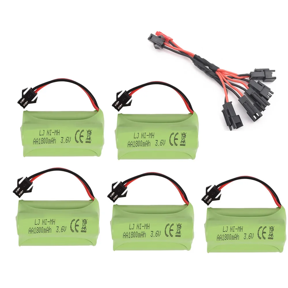 Ni-Mh 3.6V 1800Mah Batteria + Caricatore 3.6V Per Rc Auto Giocattolo Robot Serbatoio Pistola Treno Aa 3.6V Batteria Ricaricabile Pack Per Rc Barche