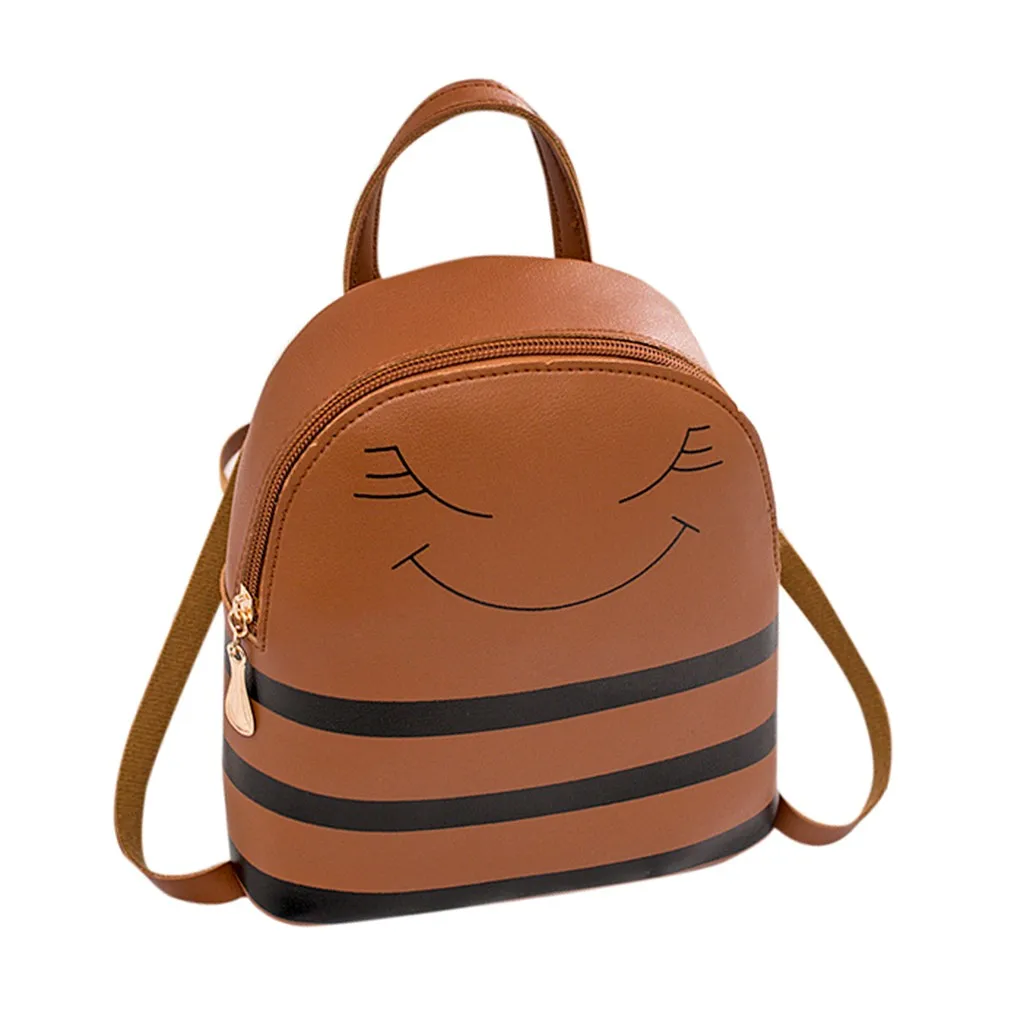 Рюкзак для женщин маленький мини путешествия Новая мода Повседневная PU девушка смайлик наушники отверстие натянутая сумка для мобильных телефонов кожаная сумка# YY
