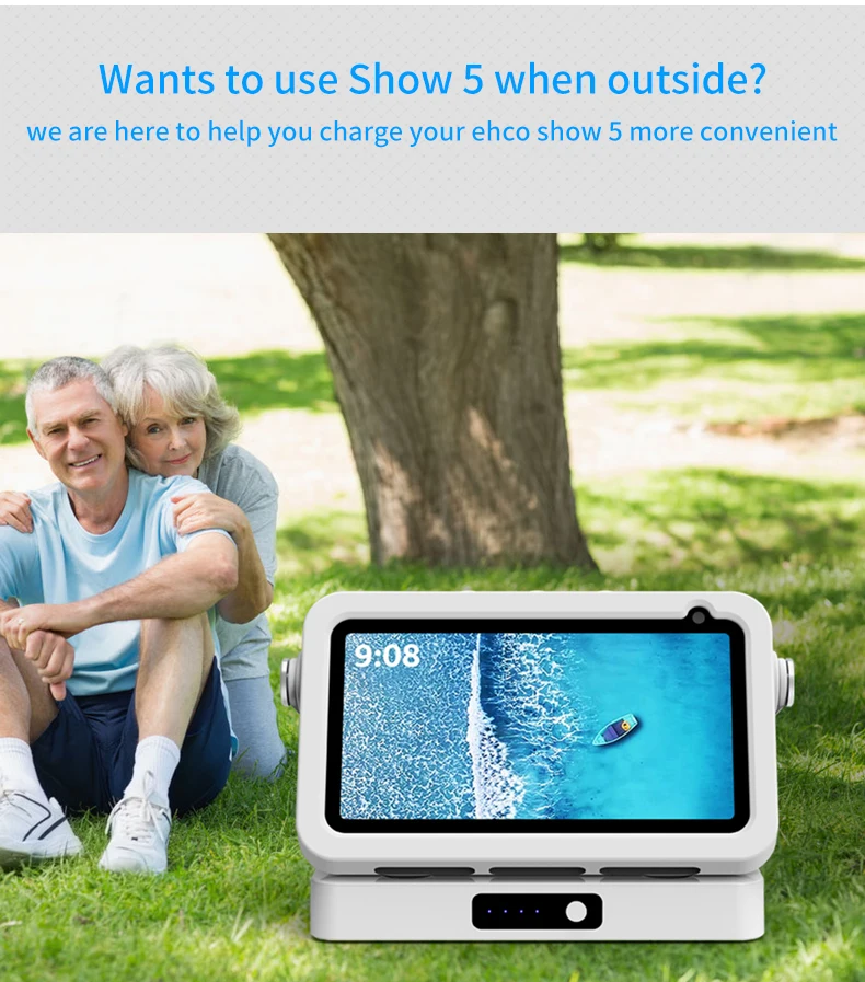 Battery Base for Echo show 5 Portable charger for Echo show 5 holder Rechargeable Backup Battery Echo show 5 Portable case