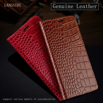 

Luxury Genuine Leather Case For LG Q6 Plus K10 v50 flip case Crocodile texture silicone soft bumper Full protect phone cover