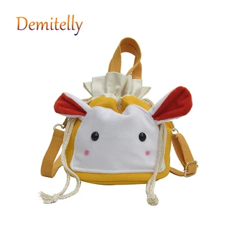 

New Hot Sale Children's Kawaii Women's Shoulder Messenger Bag Wild Cartoon Rabbit Canvas Handbag Fashion Girl Cute Mini Purse