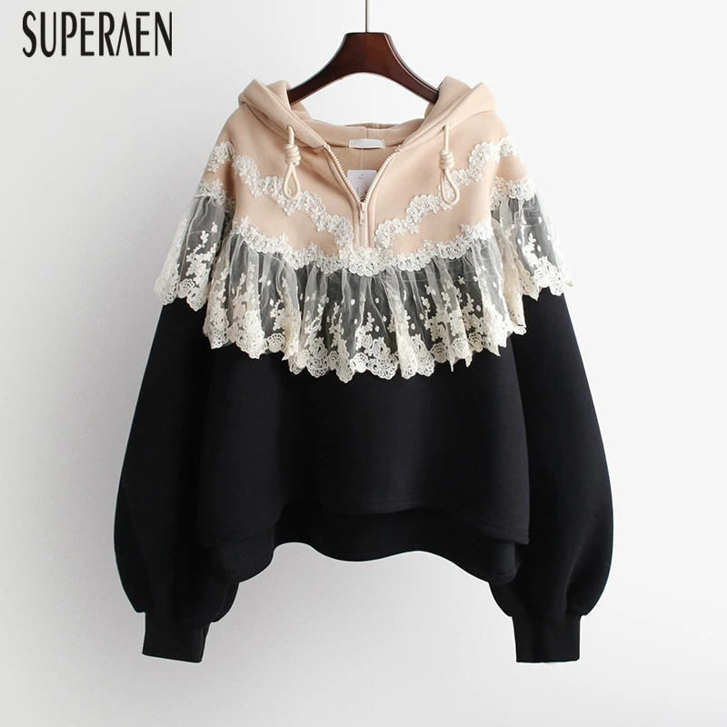 SuperAen, худи, новинка, зимние, корейский стиль, свитшоты для женщин, хлопок, дикие, повседневные, модные, с капюшоном, вельветовые свитшоты, женские топы