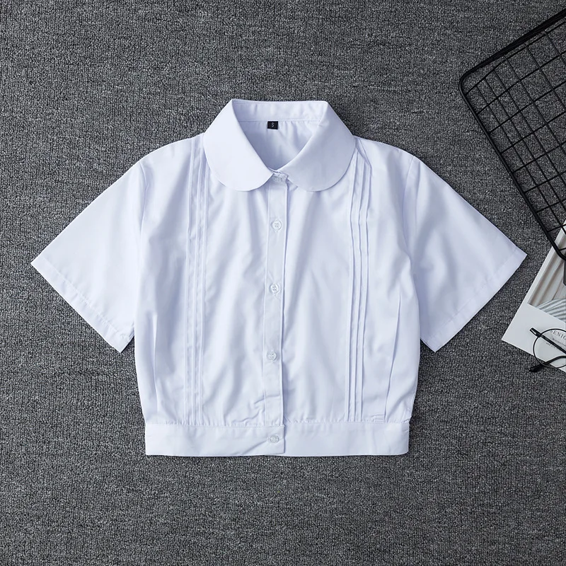 Japanese School Uniform For Girls Short Sleeve White Shirt School Dress Jk Sailor Suit Tops Business Work Uniforms For Women